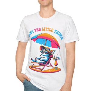 Cool Cat Summer Vibes T-Shirt | Funny Cartoon Cat Tee | Cute Summer Shirt for Cat Lovers