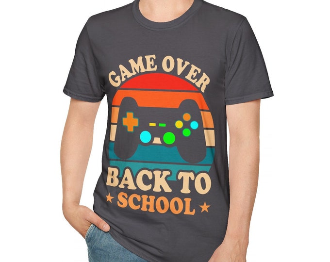Game Over Back to School Shirt | Funny Gaming Tee for Kids | First Day of School Gamer Shirt