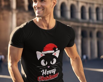 Christmas Cat Shirt, Christmas Cat Light Shirt, Meowy Christmas Cat Shirt, Cat Lover Shirt, Merry Christmas Cat Shirt, Gift For Xmas Cat Tee