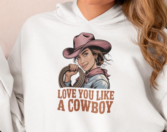 Cowgirl Love Heart Hoodie | Western Valentine, Cowboy Heart Design