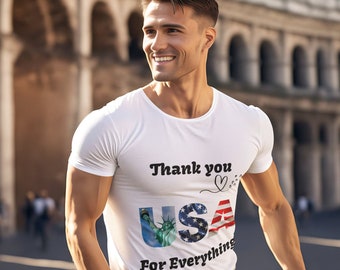 Love America USA T-Shirt – Patriotic Gift for Him or Her, Red White Blue Tee, 4th of July Shirt, American Pride Unisex Top