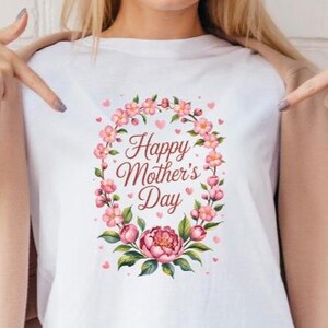 T-shirt fleuri pour la fête des mères - T-shirt graphique pour maman, cadeau pour la fête des mères, haut en coton unisexe
