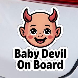 Pegatina para coche "Bebé Diablo a Bor" y calcomanía de vinilo "Pequeño Problema".