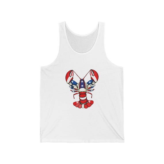 Patriotic Lobster Tank Top | Unisex 4th of July Shirt | Lobster Lover Gift | Beach BBQ Tank | Summer Casual Wear | USA Jersey Tank