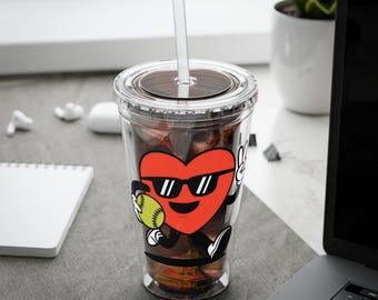 SunSplash 16oz Tumbler with Straw – BPA‑Free Travel Cup, Colorful Summer Beach Drinkware Gift