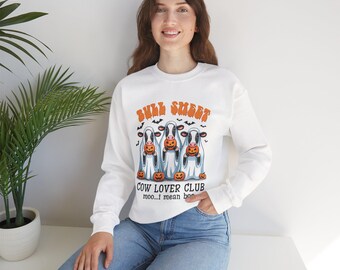 Cow Ghost Halloween Sweatshirt: Cozy Unisex Crewneck