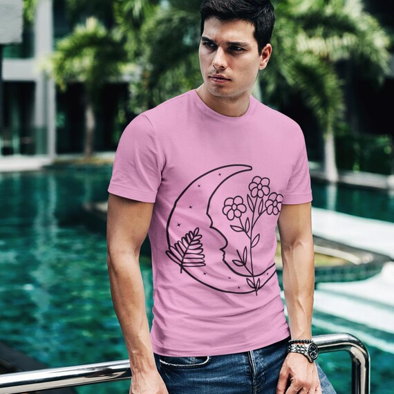 Wildflower Celestial T-Shirt, Boho Floral Moon Phases Tee, Nature-Inspired Astrology Shirt, Unique Botanical Graphic  T-Shirt