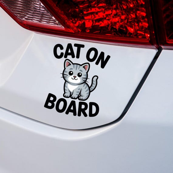 Cute Cat On Board Car Sticker for Cat Moms Waterproof Kawaii Kitten Vinyl Decal Pet Mom Car Accessory