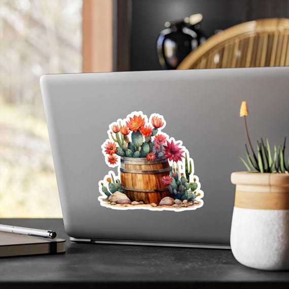 Cactus Vinyl Sticker – Watercolor Succulent Decal for Car, Laptop or Window, Plant Lover Gift