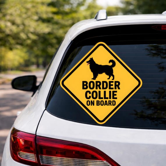 Border Collie On Board Sticker, Dog Car Decal, Herding Dog Sign, Pet Safety Sticker, Waterproof Outdoor Vinyl, Dog Lover Gift