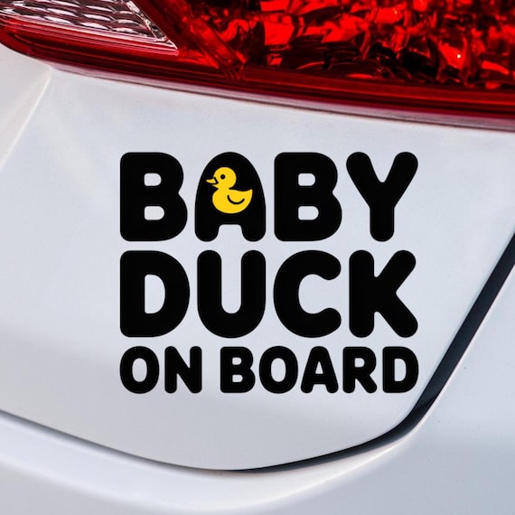 Baby Duck Decal for Car Window, Funny Family Vehicle Sign, Waterproof Vinyl, Safety Message