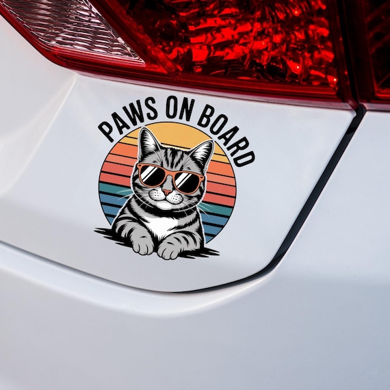 Paws On Board Car Sticker Retro Pet Vinyl Decal Waterproof UV Matte Pet Parent Auto Window Sign