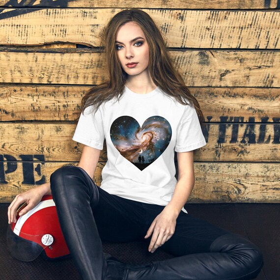 Galaxy Heart T-Shirt – Romantic Cosmic Love Art, Stargazing Couple, Moon & Stars Universe Design