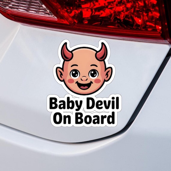 Baby Devil On Board Car Sticker, Cute Funny Baby Car Decal, Little Trouble Baby Sign, Car Window Vinyl, Parenting Humor Gift