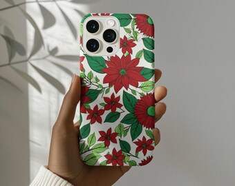 Floral Snap Cases, Clear Slim Phone Cases, Red and Green Flowers - Flexi Case, Phone Cover, Protective Cover, Unique Gift, Accessory