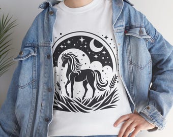 Mystical Horse T-Shirt | Spiritual Celestial Horse Tee | Boho Nature Animal Shirt for Horse Lovers