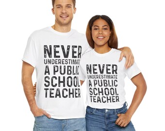 Never Underestimate a Public School Teacher Shirt | Gothic Skull Design for Educators | Spooky Teacher Gift | Dark Aesthetic Apparel
