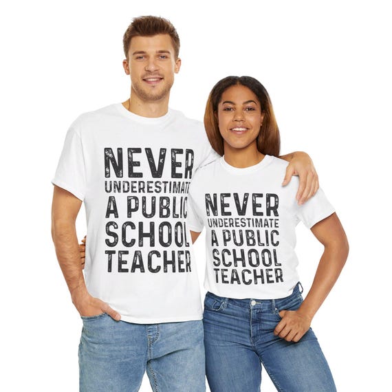 Never Underestimate a Public School Teacher Shirt | Gothic Skull Design for Educators | Spooky Teacher Gift | Dark Aesthetic Apparel