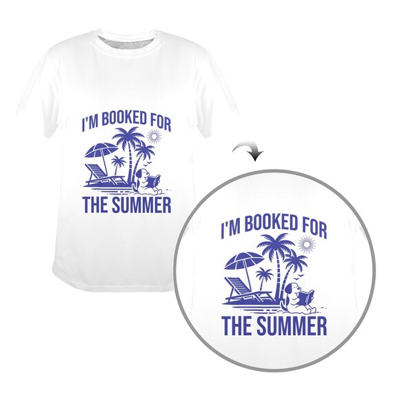 I'm Booked for the Summer Shirt Funny Beach Dog Reading Graphic Tee Cute Vacation Palm Tree Relaxing Book Lover Summer Gift Idea