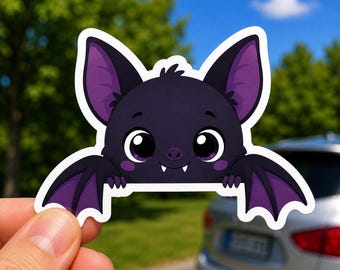 Pegatina de murciélago de Halloween para coche, pegatina de murciélago vampiro asomándose, pegatina espeluznante y adorable para ventana, accesorio gótico para coche, pegatina kawaii para parachoques de otoño.