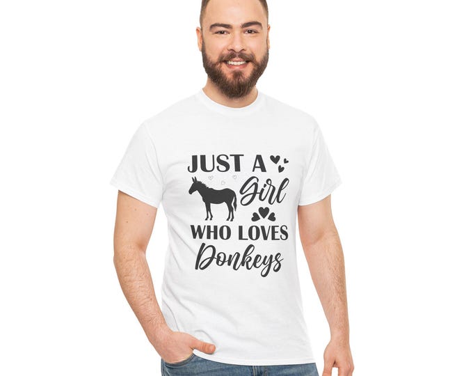 Just a Girl Who Loves Donkeys T-Shirt – Funny Farm Tee, Cute Animal Lover Shirt, Country Style Gift for Women, Casual Farm Life Wear