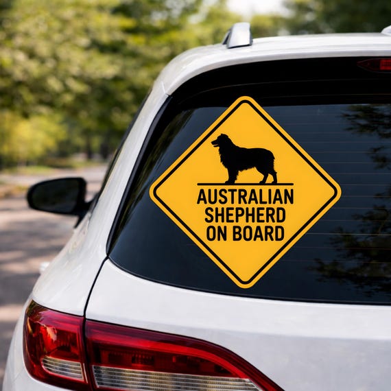 Australian Shepherd On Board Sticker, Dog Car Decal, Aussie Dog Sign, Pet Warning Sticker, Waterproof Outdoor Vinyl