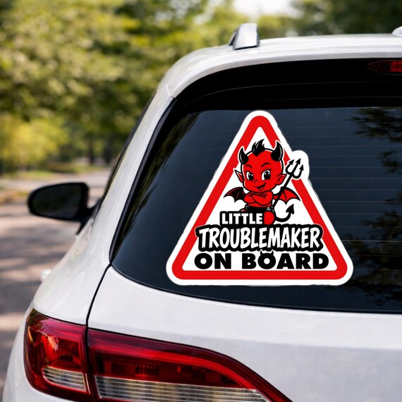 Funny On Board Sign, Little Troublemaker Decal, Chaos Kid Warning Vinyl, Naughty Passenger Window Sign