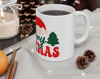 Merry Christmas Ceramic Mug, Holiday Coffee Cup with Festive Design, Perfect Christmas Gift, Winter-Themed Hot Cocoa Mug, Christmas Mug