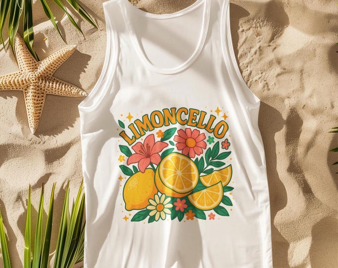 Limoncello Lemon Tank Top | Floral Citrus Summer Shirt | Cute Sleeveless Fruit Tee for Women & Teens