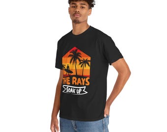 Retro Surfing Beach T-Shirt | Soak Up the Rays Tee | Vintage Summer Vacation Shirt