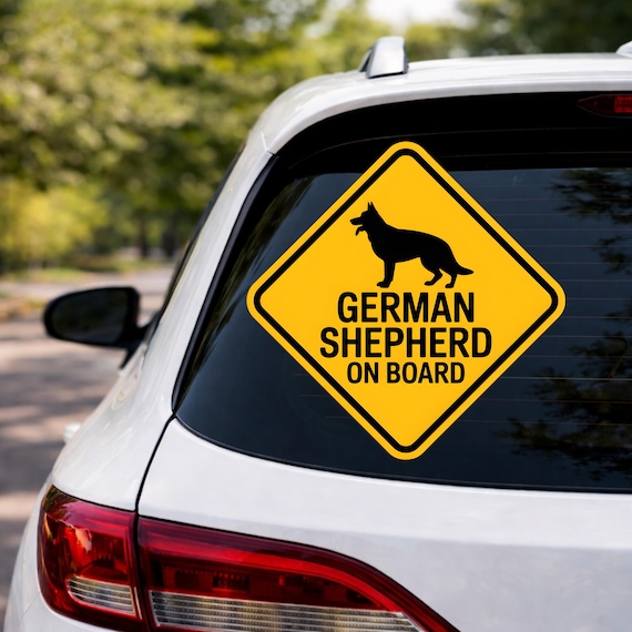 German Shepherd On Board Sticker, Dog On Board Car Decal, Pet Safety Sign, Waterproof Vinyl, Guard Dog Warning