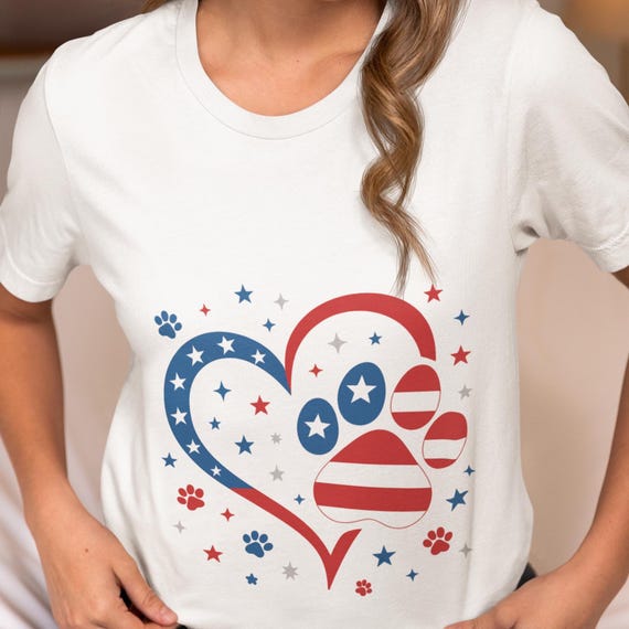 Patriotic Pet Love T‑Shirt – Unisex Cotton Dog & Cat Tee, July 4th USA Pet Lover Gift