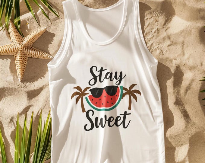Stay Sweet Watermelon Tank Top | Cute Summer Fruit Shirt | Funny Sleeveless Tee for Women and Girls