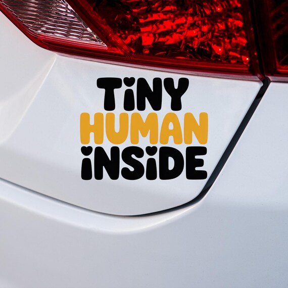 Tiny Human Inside Car Sticker, Funny Baby Car Decal, Minimal Baby Sign, Cute Family Sticker, New Parent Gift