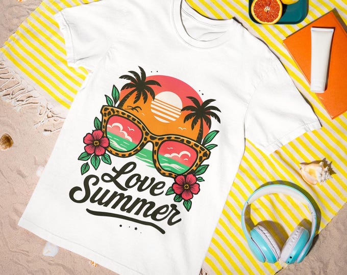 Love Summer T-Shirt | Leopard Sunglasses Graphic Tee | Trendy Summer Shirt for Women, Teens & Girls