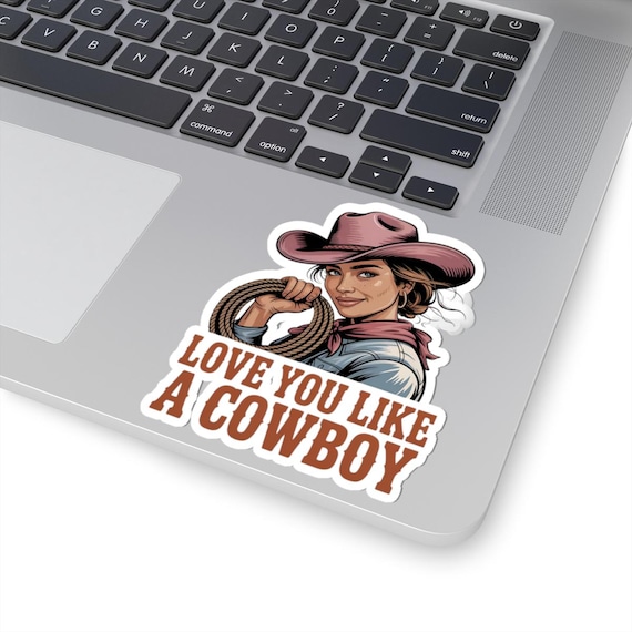 Love You Like a Cowboy Sticker | Western Valentine cowgirl boot heart design