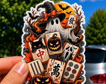 Pegatinas de Mahjong de Halloween / Fantasmas, Calabazas de Halloween, Fichas espeluznantes