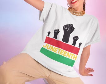 Juneteenth Celebration Unisex Heavy Cotton Tee, Afrocentric Shirt, Equality Awareness, Black History Month, Gift for Activists, Social