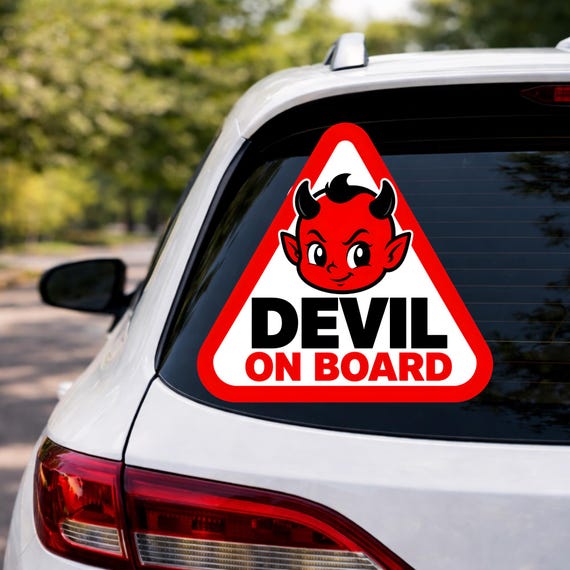 Funny On Board Warning Sign, Naughty Kid Decal, Humor Vehicle Window Vinyl, Little Trouble Passenger Sign