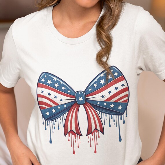 Patriotic Bow T-Shirt – Unisex USA Cotton Tee for 4th of July, Memorial Day & BBQs