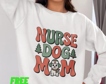 Festive Nurse Theme Holiday Sweatshirt with Winter Graphic Art Ideal for Seasonal Apparel Wear