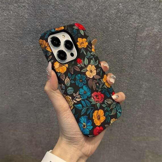Ins Flower Phone Case for Apple 14, 13 Pro, Women's Floral Design, iPhone 11 & 15 pm Fragmented Style, Cute and Trendy Accessory