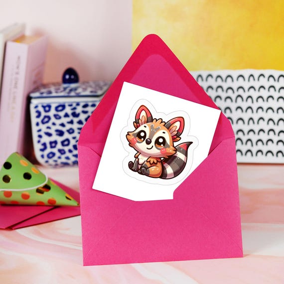 Kiss Cut Stickers - 4" x 4", Adorable Aardwolf Sticker - Cute Animal Sticker for Laptops, Journals, and Gifts