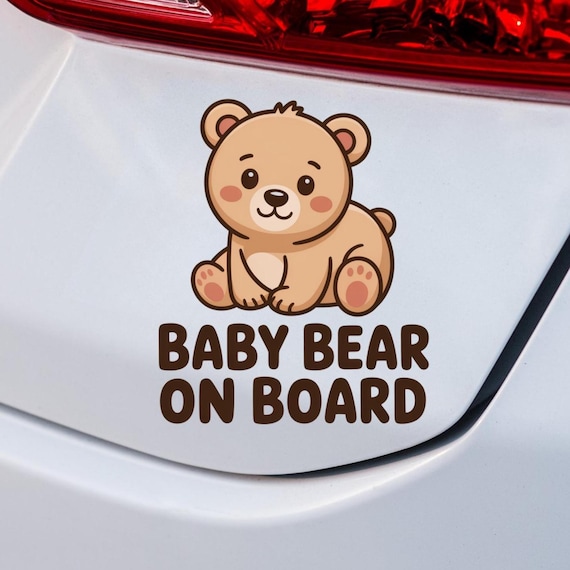 Baby Bear On Board Car Decal, Cute Baby Animal Sticker, Funny Baby Car Sticker, Die Cut Vinyl Sticker, Kids Car Window Decal, Baby Shower
