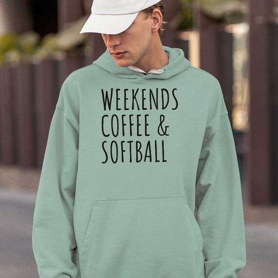 Weekends Coffee and Softball Sponge Fleece Hoodie - Pitcher Apparel - Gifts for Softball Player