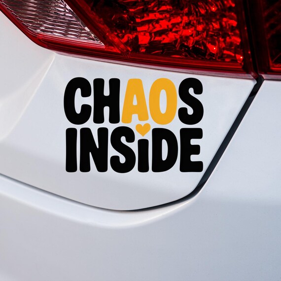 Chaos Inside Car Decal, Funny Mom Car Sticker, Parenting Humor Decal, Family Car Sign, Cute Mom Sticker