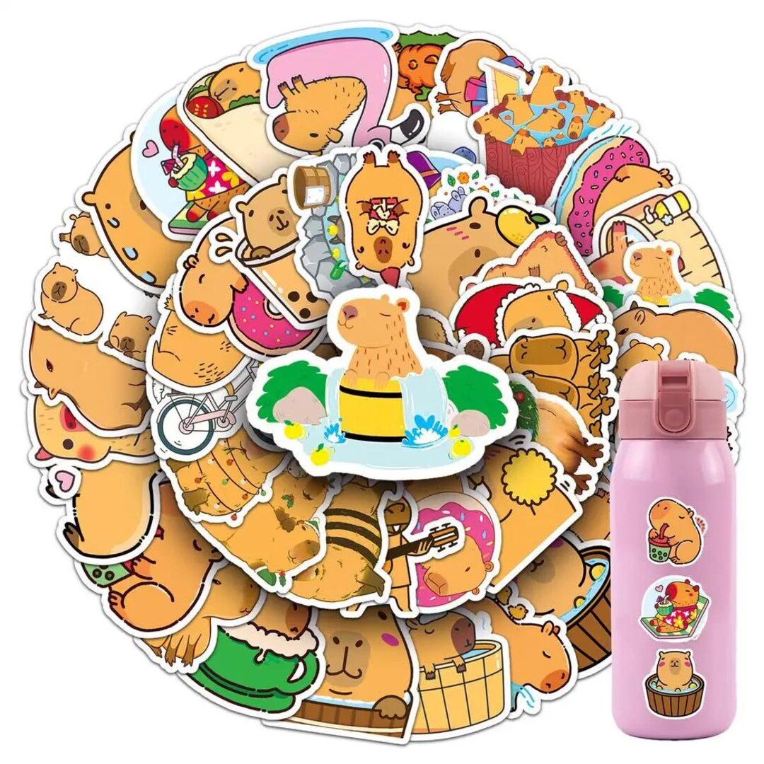 Capybara Sticker Example 50pcs Capybara Stickers - Waterproof Cartoon Decals for Guitars, Bikes ...