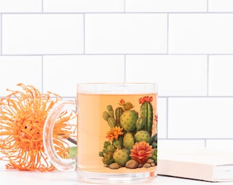 Watercolor Cactus Mug, Succulent Flower Mug, Floral Cactus Coffee Mug, Colorful Desert Plant Mug, Nature Lover Gift, Botanical Art Mug