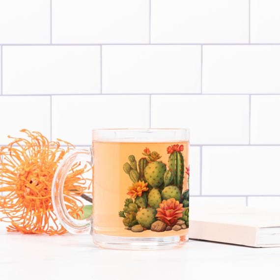 Watercolor Cactus Mug, Succulent Flower Mug, Floral Cactus Coffee Mug, Colorful Desert Plant Mug, Nature Lover Gift, Botanical Art Mug