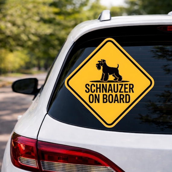 Schnauzer On Board Sticker, Dog Car Decal, Pet Safety Sign, Mini Schnauzer Sticker, Waterproof Outdoor Vinyl, Dog Lover Gift